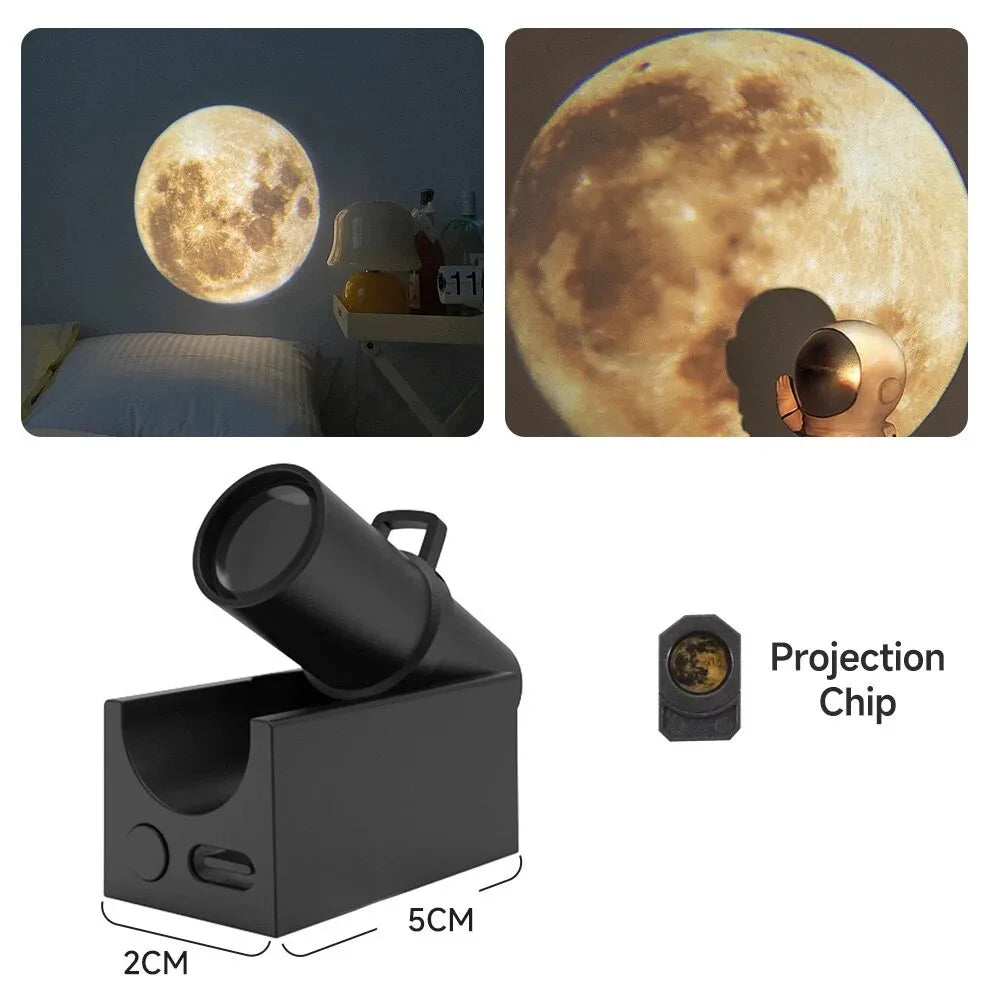 LED USB Night Light Moon Projector Atmosphere Lamp Planet Projection Background Wall Decoration Light for Bedroom Birthday Gift