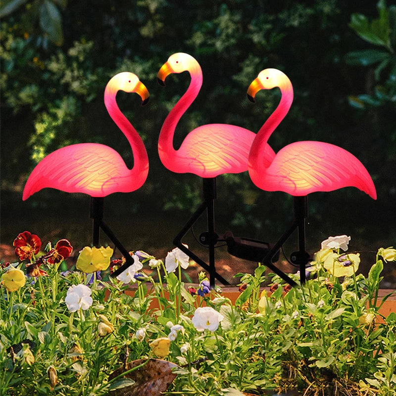 Solar Flamingo Light LED Outdoor Courtyard Lamp Garden Light Waterproof Stake Light Pathway Decor Solar Patio Ground Lantern