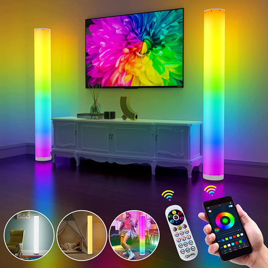 2 Pack Edge Corner Light Floor Lamp Dimmable, RGB Color Changing Mood Lighting, LED 41" Tall Lamp with Music Sync, APP Remote Control for Bedroom Living Room Adults