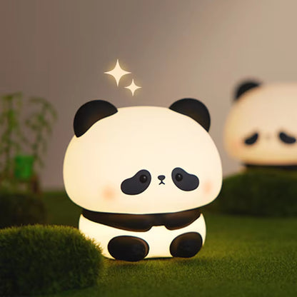 Panda LED Night Light Cute Silicone Night Light USB Rechargeable Touch Night Lamp Bedroom Timing Lamp Decoration Children'S Gift