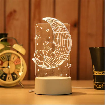 Cartoon 3D Novelty Light LED Lights Kids Baby Children Bedroom 3D Lamp LED Lights Soft Light Birthday Gifts Night Lamps