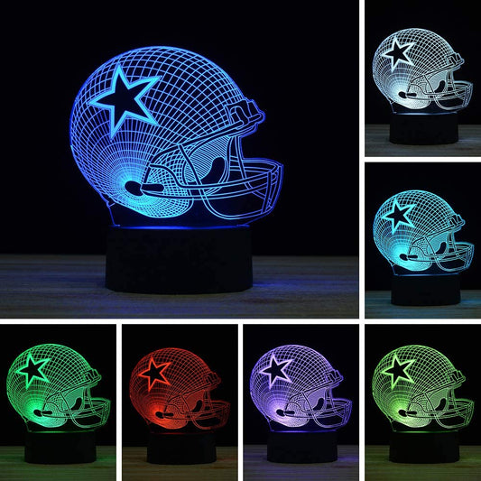 3D Illusion LED Night Light,7 Colors Gradual Changing Touch Switch USB Table Lamp for Holiday Gifts or Home Decorations (Baseball Helmet)