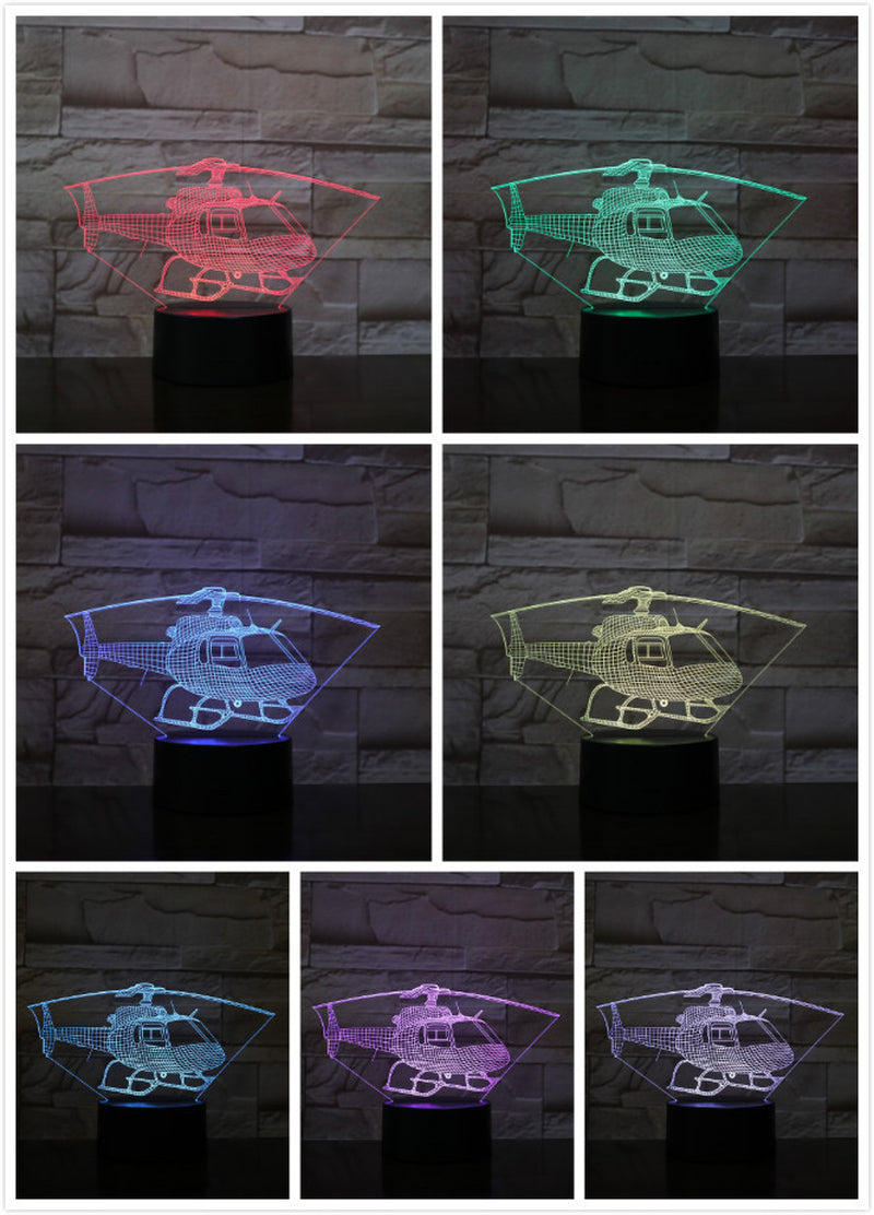 Helicopter Series 3D Night Light Colorful Touch Led Desk Lamp