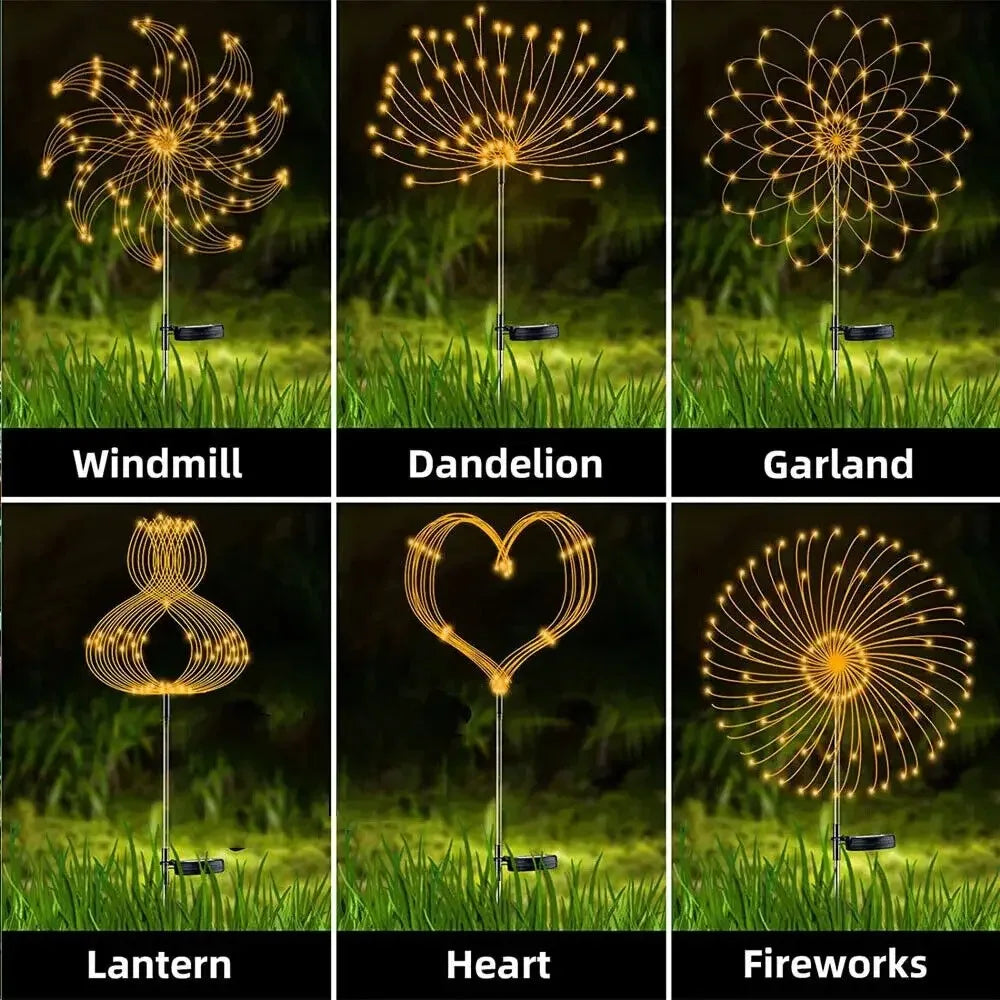 Outdoor LED Solar Firework Lights Garden Decoration Fairy Lights Waterproof Dandelion Lawn Lamp for Garden Landscape Lawn Decor