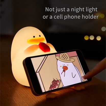 Mini USB Duck Shape LED Night Light Silicone Lamp Patting Switch Kids Gift Birthday Bedside Gift Living Room Home Decoration