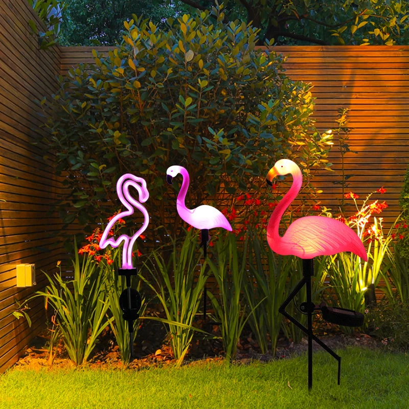 Solar Flamingo Light LED Outdoor Courtyard Lamp Garden Light Waterproof Stake Light Pathway Decor Solar Patio Ground Lantern