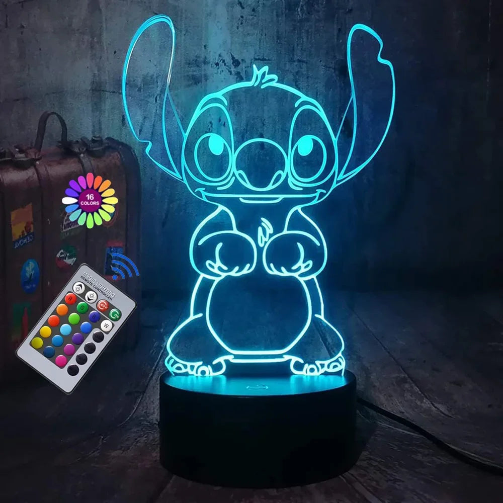 3D Illusion Stitch Night Light with Remote Control and Smart Touch Room Decor Lamp Birthday Valentine'S Day Christmas Gifts