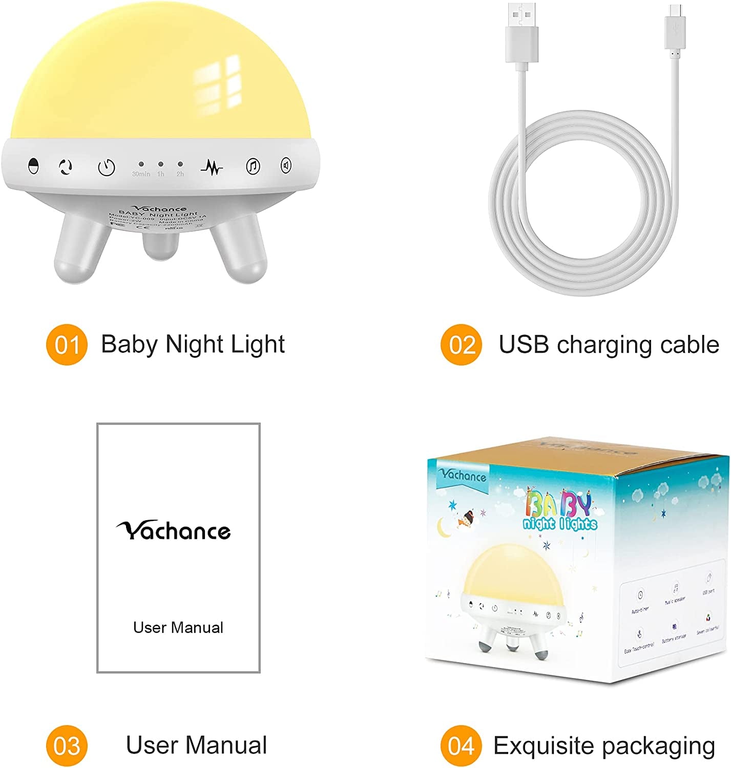 Night Light for Kids with White Noise Machine.Baby Night Light Sound Machine with 31 Soothing Sounds for Baby Sleeping, Breastfeeding, Girls, Boys, Nursery, Timer, RGB Color, Rechargeable