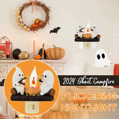 New Fashionable Ghost Campfire Nightlight Ghost Campfire Flickering Plug in Night Light Halloween Ghost Pumpkin Night Light