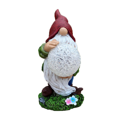 Garden Gnome with Solar Powered LED Light Waterproof Solar Powered Lights Garden Sculptures Outdoor Garden Statues Yard Patio