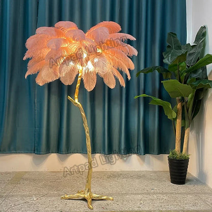 Feather Floor Lamp Ostrich Feather Resin Standing Lamps LED Living Room Bedroom Modern Creative Design Light Fixtures Lighting