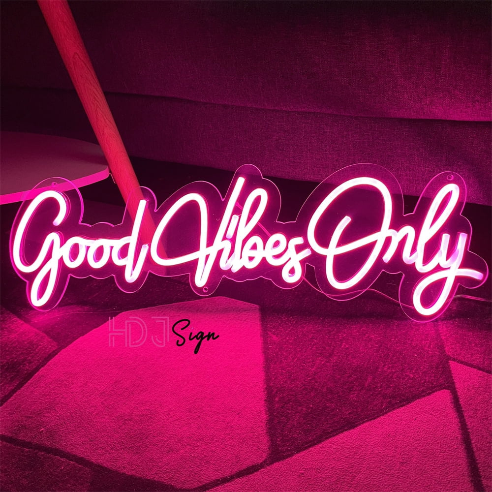 Good Vibes Only Neon Signs for Wall Decor, Neon Lights for Bedroom LED Signs Suitable for Living Room Beer Bar Game Room Hotel Birthday Party Pink, 23.62 X 7.67Inch