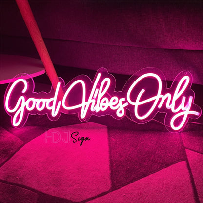 Good Vibes Only Neon Signs for Wall Decor, Neon Lights for Bedroom LED Signs Suitable for Living Room Beer Bar Game Room Hotel Birthday Party Pink, 23.62 X 7.67Inch