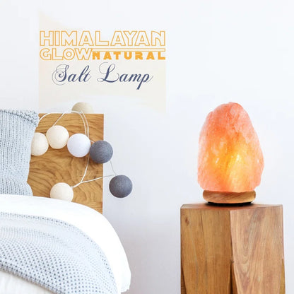 Himalayan Salt Lamp with Dimmer Switch, Handcrafted with Wooden