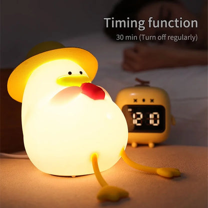 Mini USB Duck Shape LED Night Light Silicone Lamp Patting Switch Kids Gift Birthday Bedside Gift Living Room Home Decoration