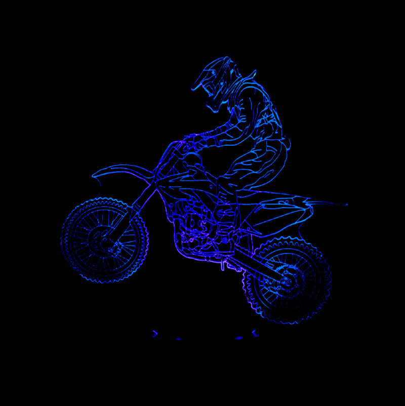 3D Night Light Riding Mountain Motorcycle LED Touch Illusion Light 7 Color Changes