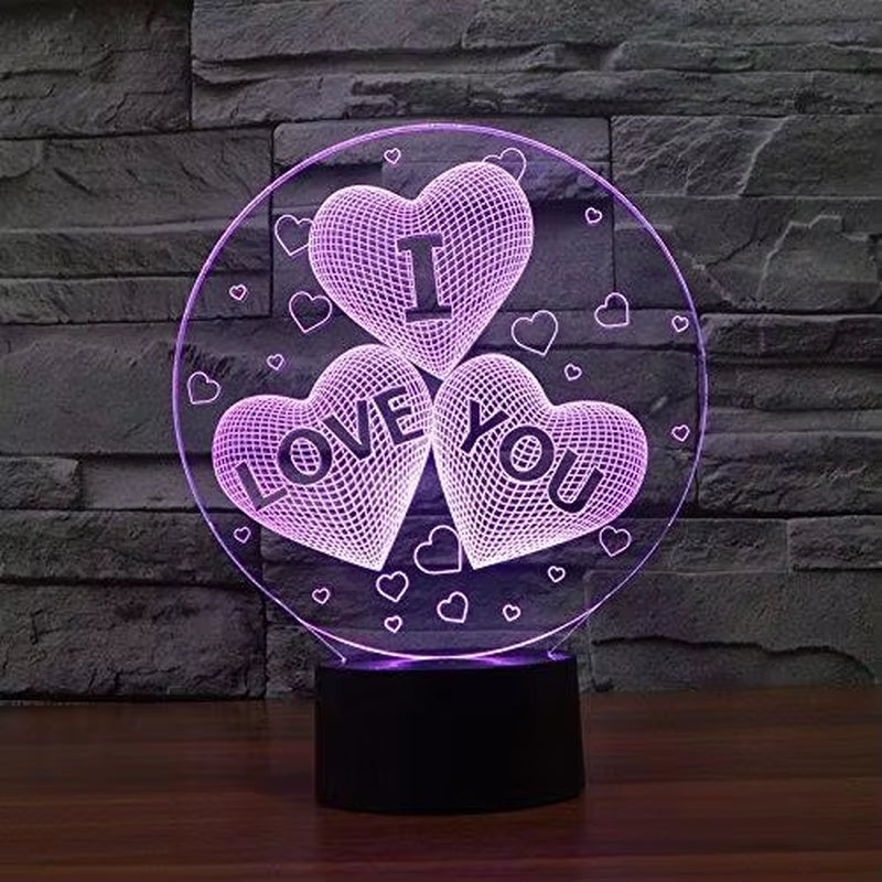 Lover 3D Illusion Night Light LED Bedside Nightlight Kids Bedroom Decor Best Christmas’ Day Birthday Gift for Girl Women Men