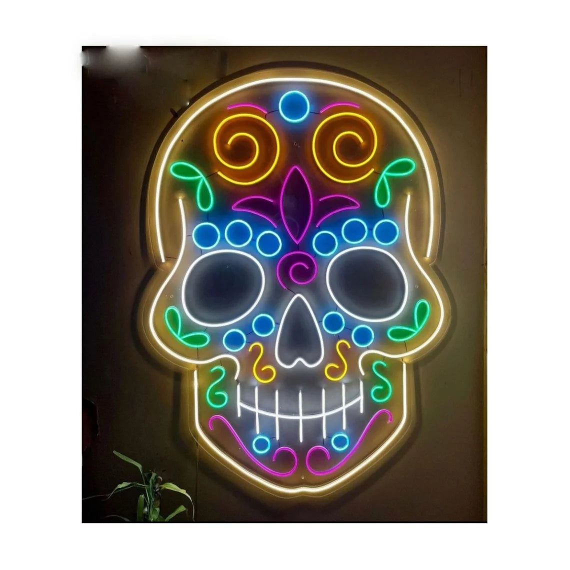 Neon Signs Skull Beer Bar Bedroom Art Neon Light Halloween Neon Lights Sign for Home Office Hotel Pub Cafe Recreation Room Wall Decor Man Cave Night Light