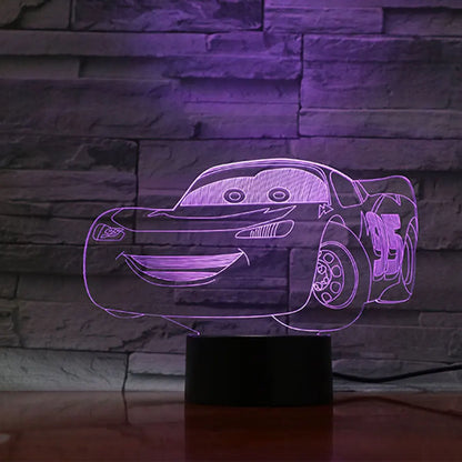 Cartoon 3D LED Night Light for Children Cars Lighting 3D Lamp Bedroom Decoration Nights Lamp Xmas Gifts