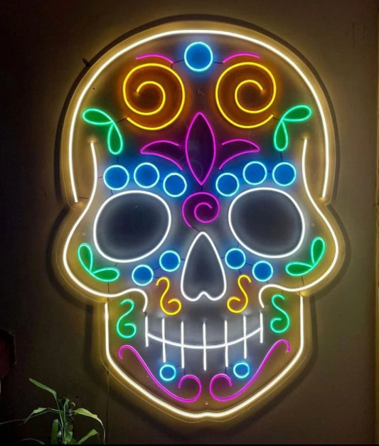 Neon Signs Skull Beer Bar Bedroom Art Neon Light Halloween Neon Lights Sign for Home Office Hotel Pub Cafe Recreation Room Wall Decor Man Cave Night Light