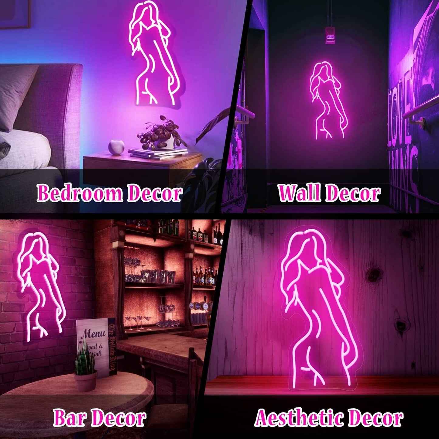 Lady Back Neon Sign, Girls Neon Sign for Wall Decor, Pink Led Sign for Bedroo...