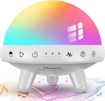 Night Light for Kids with White Noise Machine.Baby Night Light Sound Machine with 31 Soothing Sounds for Baby Sleeping, Breastfeeding, Girls, Boys, Nursery, Timer, RGB Color, Rechargeable