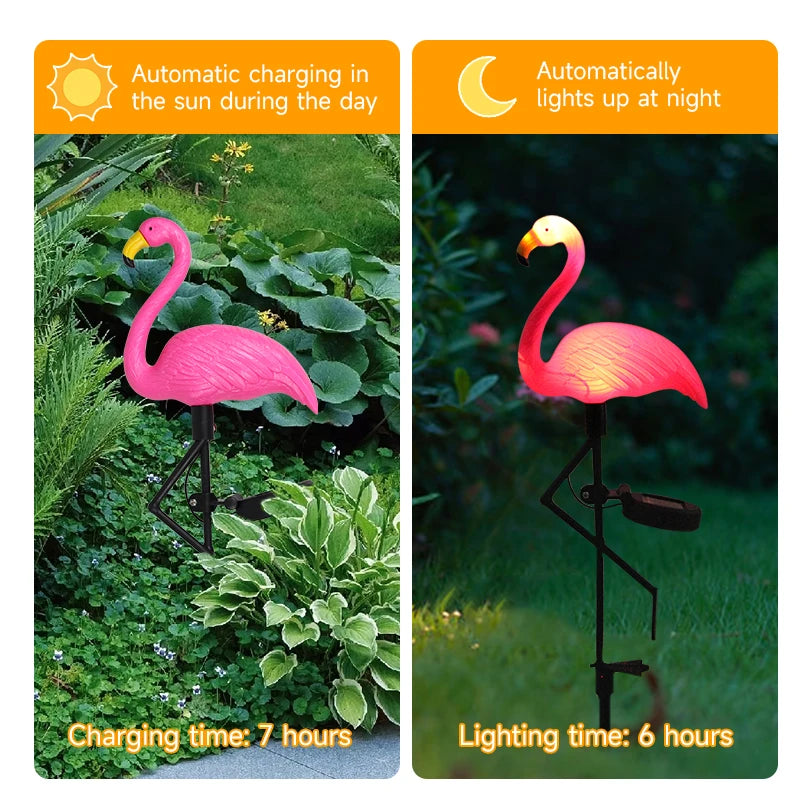 Solar Flamingo Light LED Outdoor Courtyard Lamp Garden Light Waterproof Stake Light Pathway Decor Solar Patio Ground Lantern