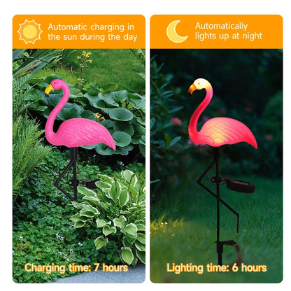 Solar Flamingo Light LED Outdoor Courtyard Lamp Garden Light Waterproof Stake Light Pathway Decor Solar Patio Ground Lantern