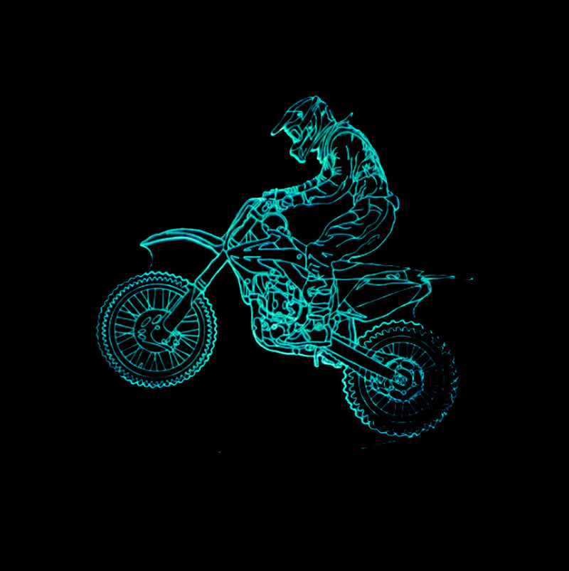 3D Night Light Riding Mountain Motorcycle LED Touch Illusion Light 7 Color Changes