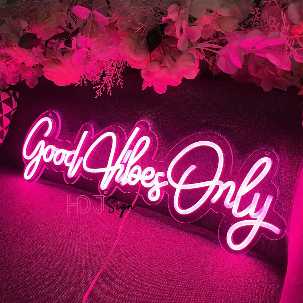 Good Vibes Only Neon Signs for Wall Decor, Neon Lights for Bedroom LED Signs Suitable for Living Room Beer Bar Game Room Hotel Birthday Party Pink, 23.62 X 7.67Inch