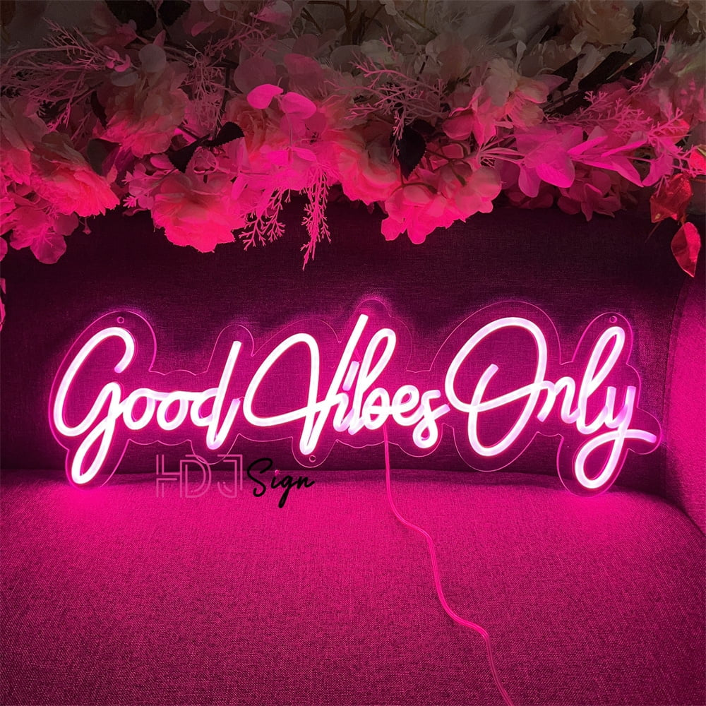 Good Vibes Only Neon Signs for Wall Decor, Neon Lights for Bedroom LED Signs Suitable for Living Room Beer Bar Game Room Hotel Birthday Party Pink, 23.62 X 7.67Inch