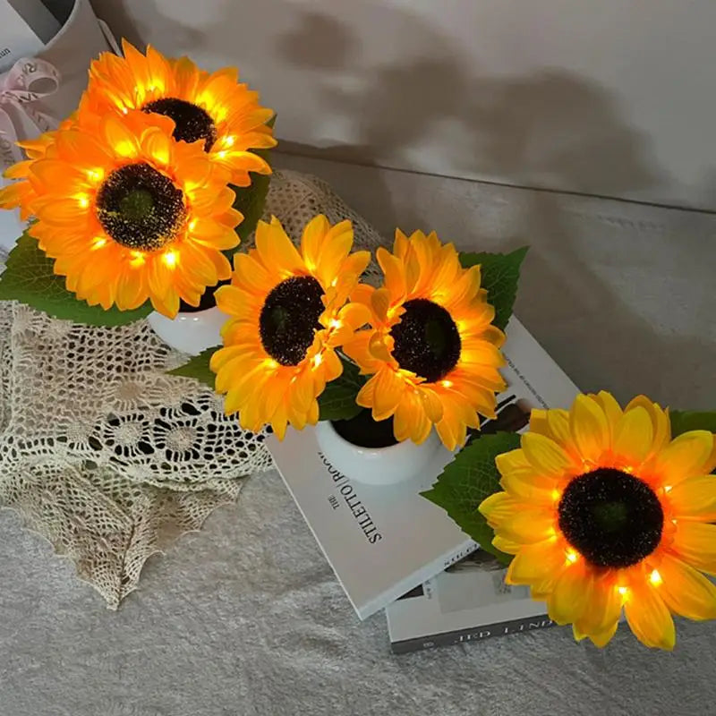 LED Sunflower Decorative Light Rechargeable Bedroom Lamp Creative Night Light for Kids Friend Birthday Holiday Gift