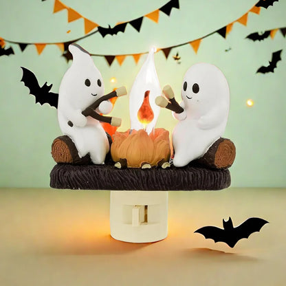 New Fashionable Ghost Campfire Nightlight Ghost Campfire Flickering Plug in Night Light Halloween Ghost Pumpkin Night Light