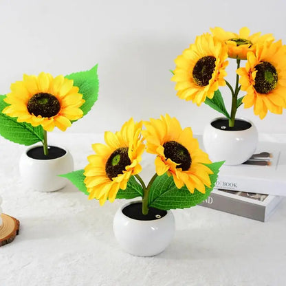 LED Sunflower Decorative Light Rechargeable Bedroom Lamp Creative Night Light for Kids Friend Birthday Holiday Gift