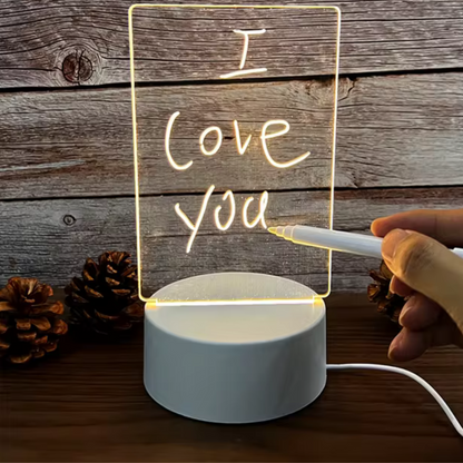 Acrylic LED Lamp with Erasable Message Board and USB Night Light