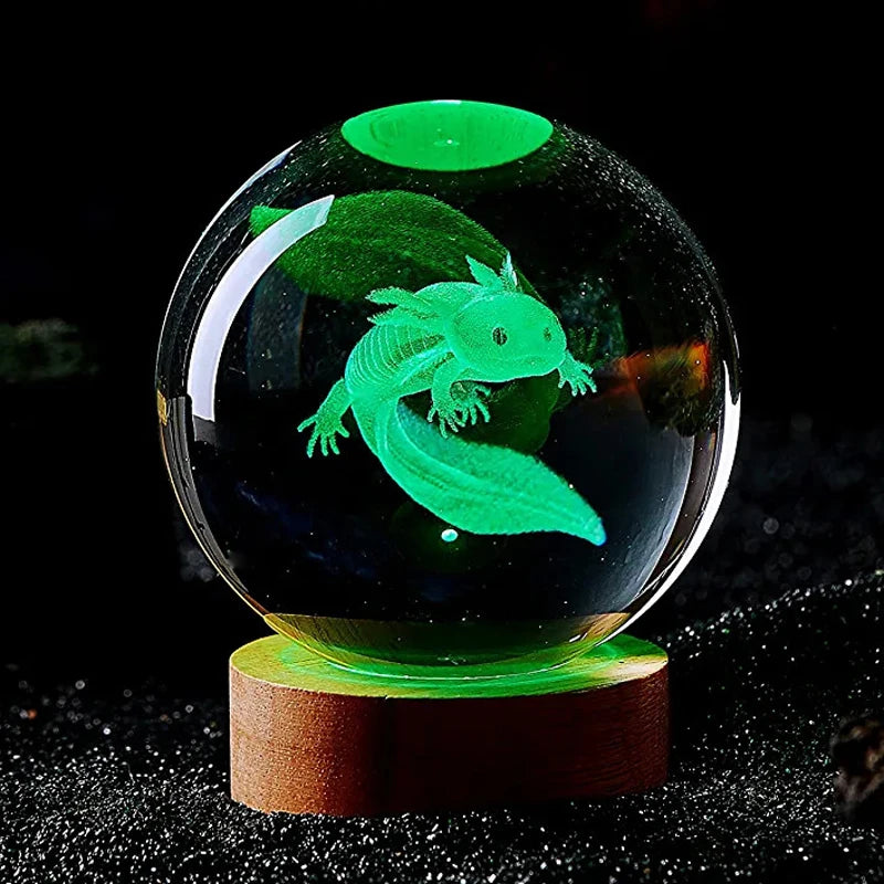 3D Axolotl Laser Engraved Crystal Ball Coloured Night Light,Girlfriend Classmate Wife Children Birthday Gift Home Decoration