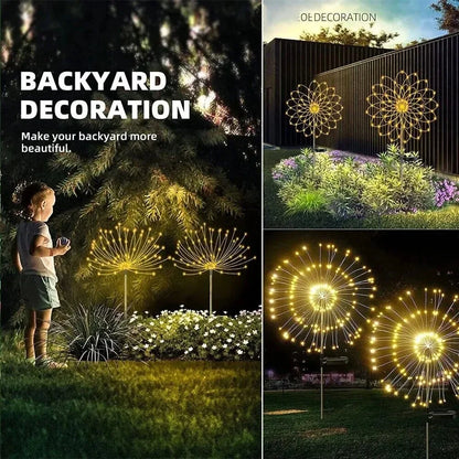 Outdoor LED Solar Firework Lights Garden Decoration Fairy Lights Waterproof Dandelion Lawn Lamp for Garden Landscape Lawn Decor