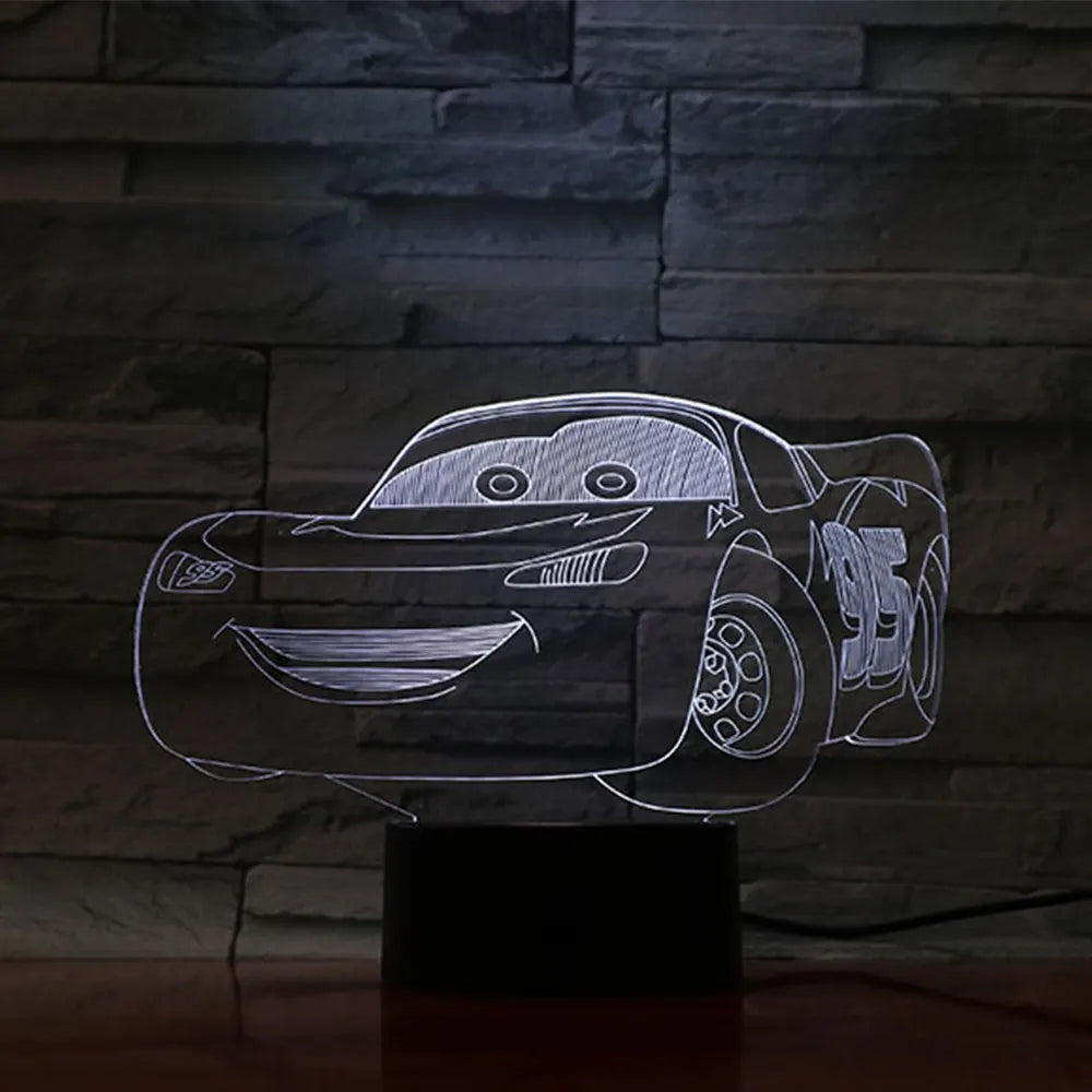 Cartoon 3D LED Night Light for Children Cars Lighting 3D Lamp Bedroom Decoration Nights Lamp Xmas Gifts