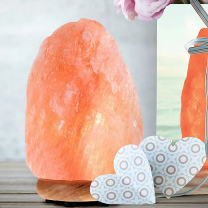 Himalayan Salt Lamp with Dimmer Switch, Handcrafted with Wooden