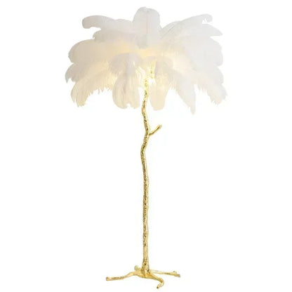 Nordic LED Floor Lamp for Living Room Modern Resin Luxury Ostrich Feather Floor Lamps Bedroom Sofa Corner Indoor Standing Lights