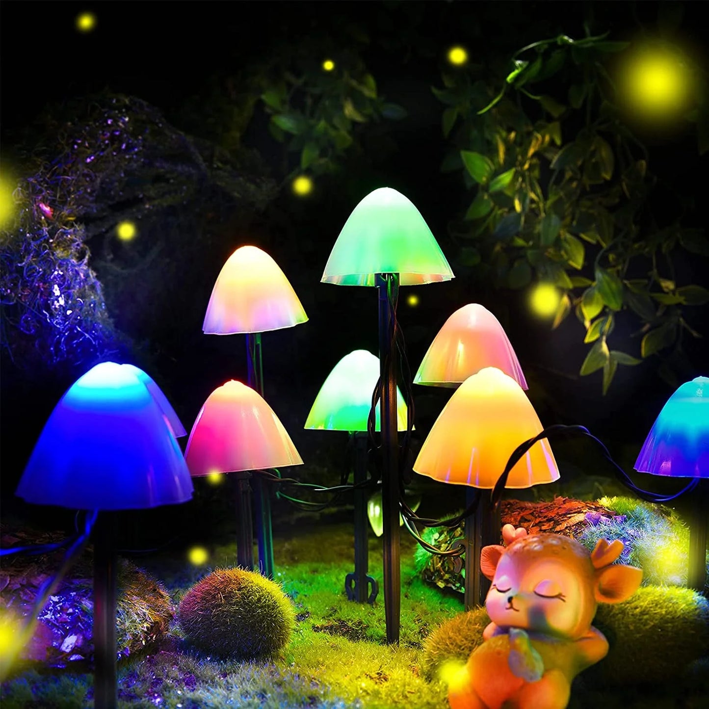 Mushroom Solar Lights, 8 Modes 12 LED Outdoor Waterproof Solar Garden Lights, Color Mushroom Solar Lights Landscape Pathway Lights