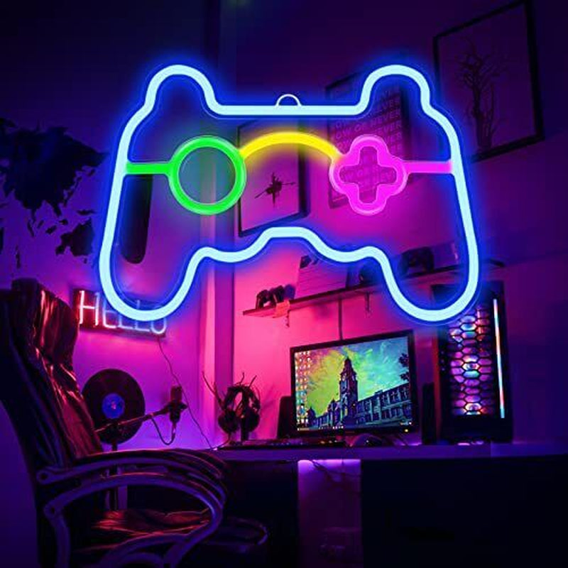 Led Game Neon Sign, Gamepad Shape Neon Signs for Gamer Room, Neon Light up for B