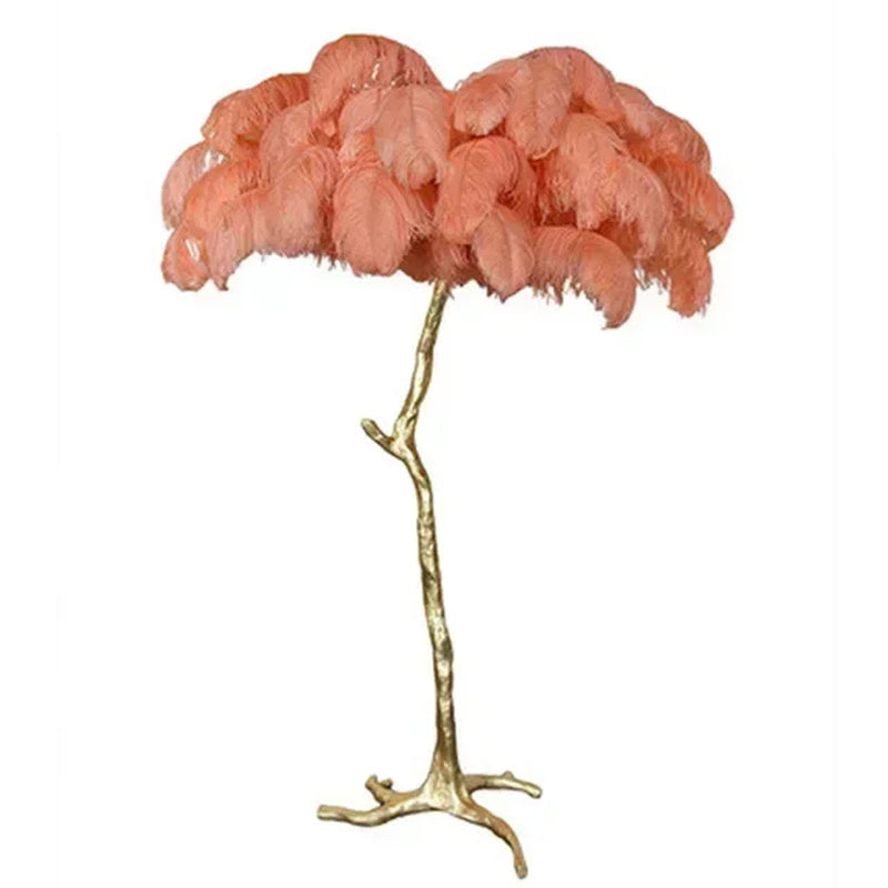 Nordic LED Floor Lamp for Living Room Modern Resin Luxury Ostrich Feather Floor Lamps Bedroom Sofa Corner Indoor Standing Lights