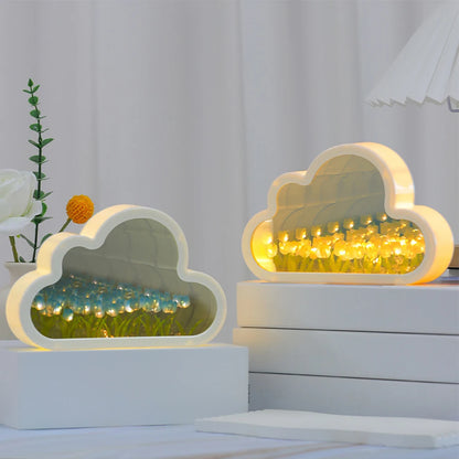 New Tulip Cloud Lamp, DIY Tulip Cloud Mirror Night Light, Bedroom Decoration for Teen Girls Friends Birthday Anniversary Gifts