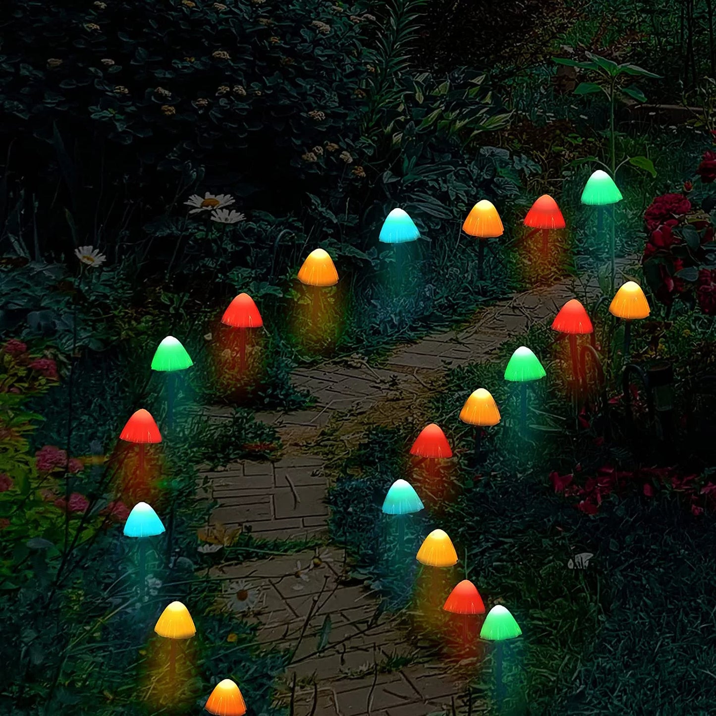 Mushroom Solar Lights, 8 Modes 12 LED Outdoor Waterproof Solar Garden Lights, Color Mushroom Solar Lights Landscape Pathway Lights