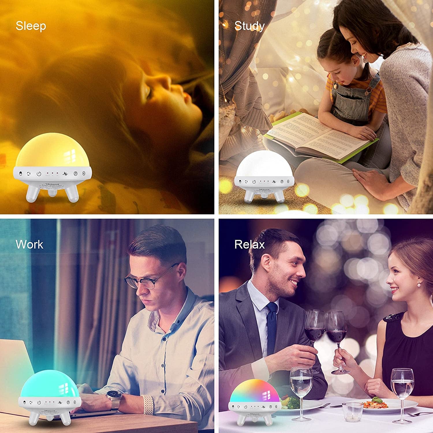 Night Light for Kids with White Noise Machine.Baby Night Light Sound Machine with 31 Soothing Sounds for Baby Sleeping, Breastfeeding, Girls, Boys, Nursery, Timer, RGB Color, Rechargeable