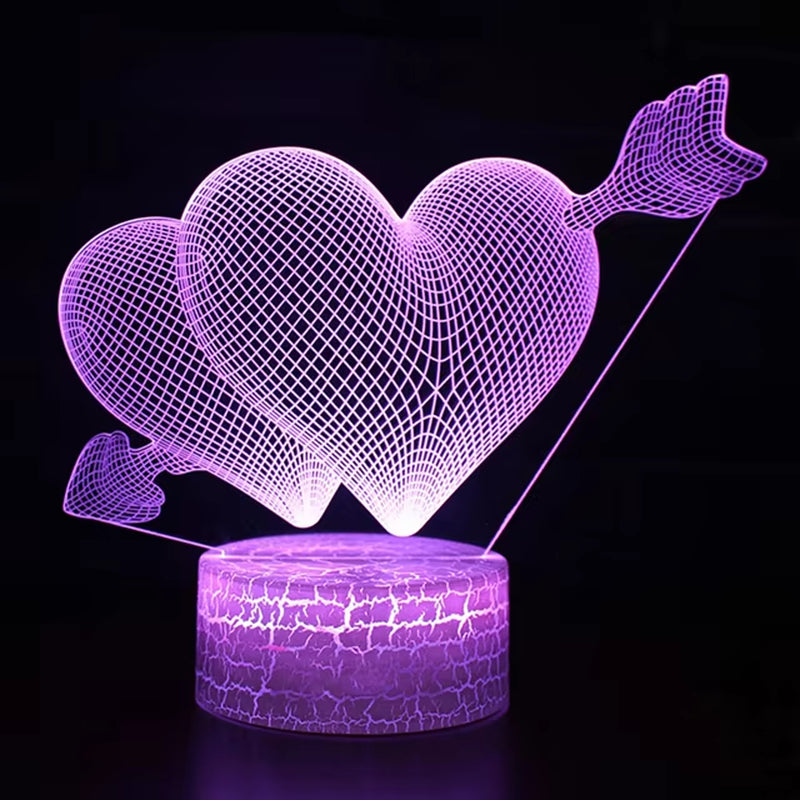 Lover 3D Illusion Night Light LED Bedside Nightlight Kids Bedroom Decor Best Christmas’ Day Birthday Gift for Girl Women Men