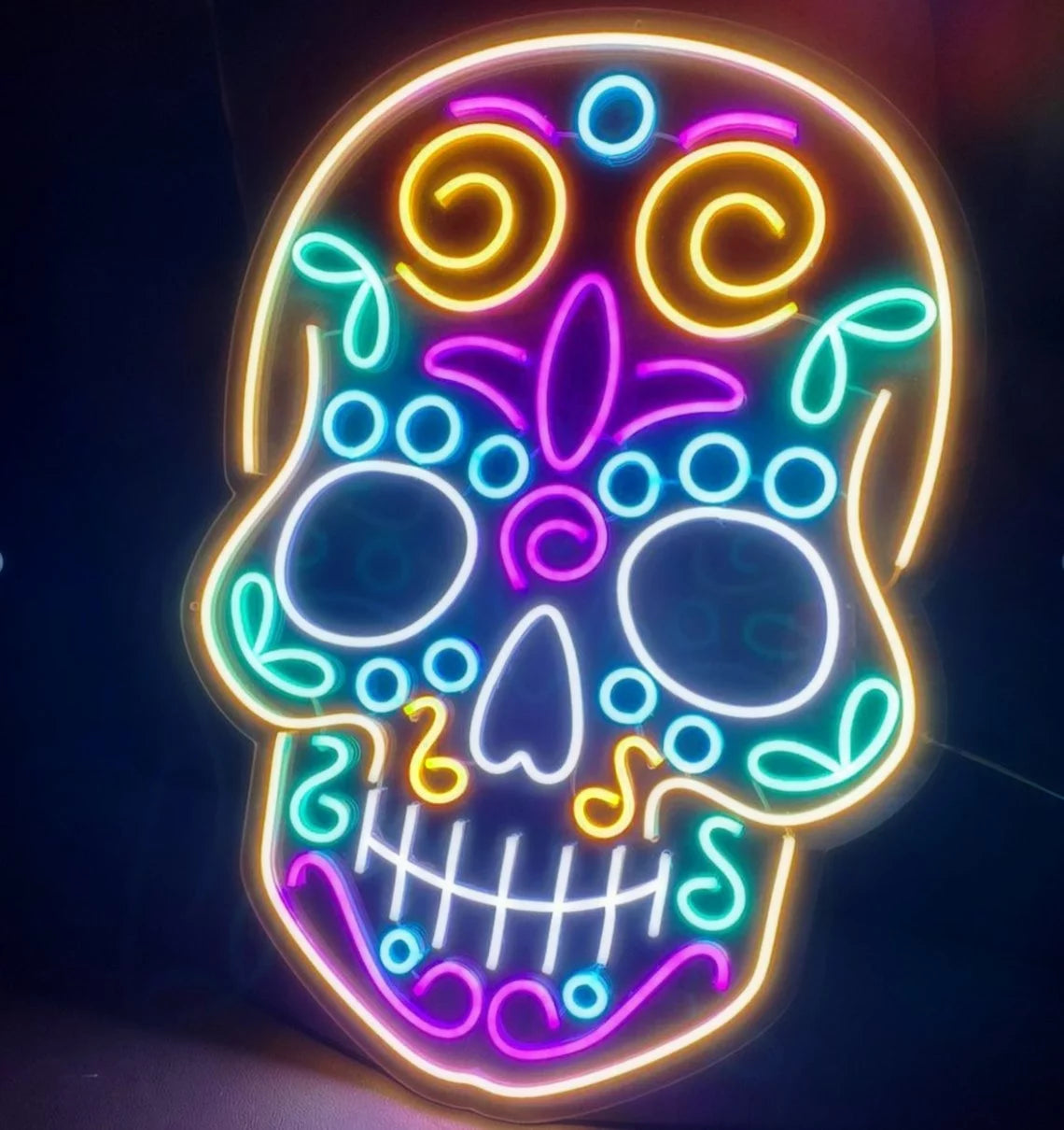 Neon Signs Skull Beer Bar Bedroom Art Neon Light Halloween Neon Lights Sign for Home Office Hotel Pub Cafe Recreation Room Wall Decor Man Cave Night Light