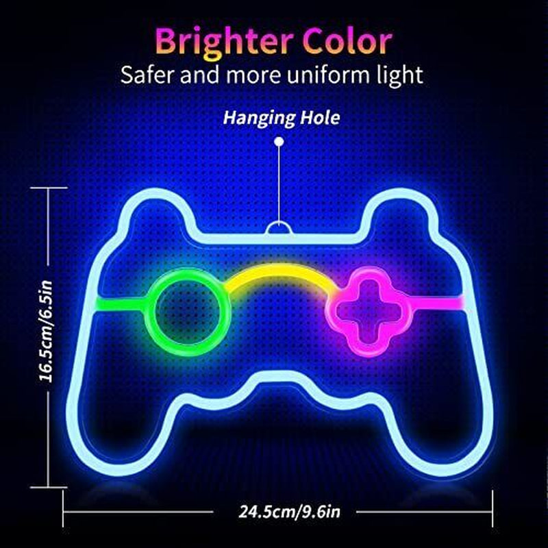 Led Game Neon Sign, Gamepad Shape Neon Signs for Gamer Room, Neon Light up for B