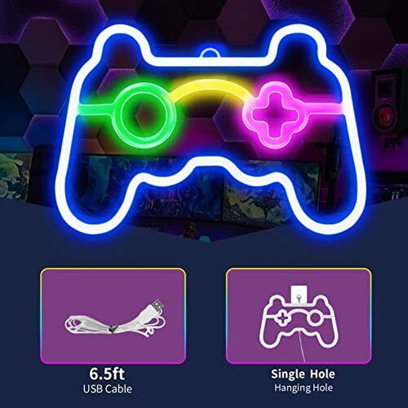 Led Game Neon Sign, Gamepad Shape Neon Signs for Gamer Room, Neon Light up for B